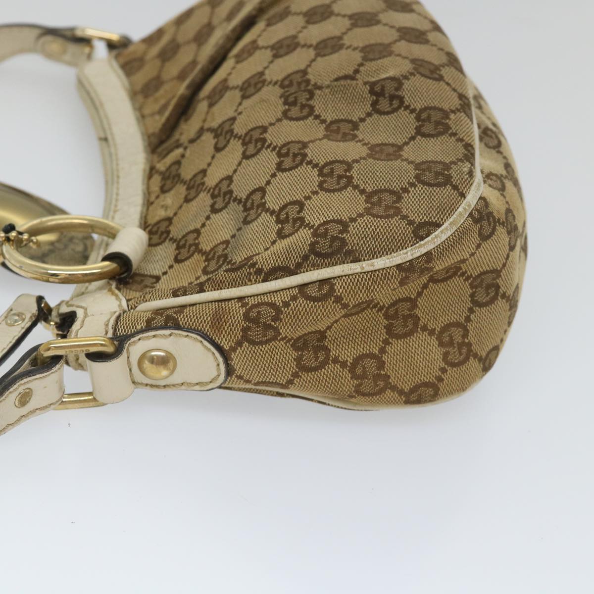 GUCCI GG Canvas Shoulder Bag Beige 211945 Auth yt982