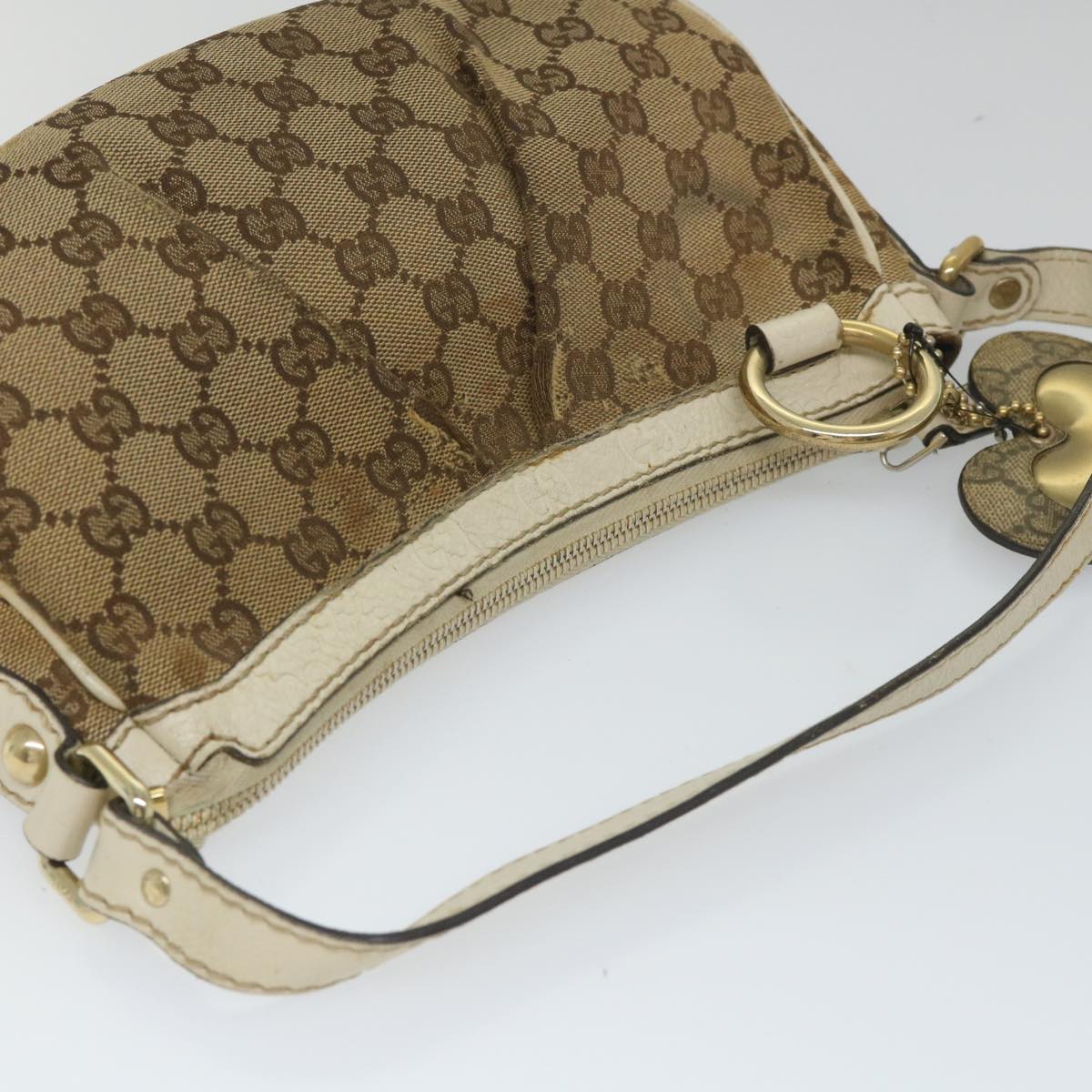 GUCCI GG Canvas Shoulder Bag Beige 211945 Auth yt982