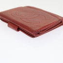 CHANEL Wallet Lamb Skin Red CC Auth yt987-10