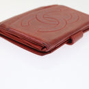 CHANEL Wallet Lamb Skin Red CC Auth yt987-11