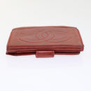 CHANEL Wallet Lamb Skin Red CC Auth yt987-5