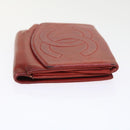CHANEL Wallet Lamb Skin Red CC Auth yt987-6