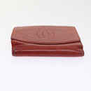 CHANEL Wallet Lamb Skin Red CC Auth yt987-7
