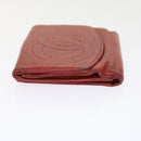 CHANEL Wallet Lamb Skin Red CC Auth yt987-8