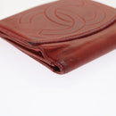 CHANEL Wallet Lamb Skin Red CC Auth yt987-9